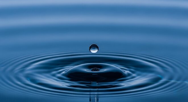 Water drop photography liquid ripple surface blue motion splash