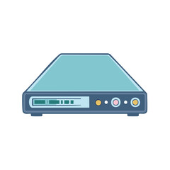 Obraz premium Stylized Media Server Box in Blue Gray Palette with Light Display and Multiple Round Buttons