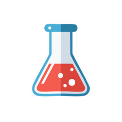 Science Experiment Glass Flask with Red Liquid and Bubbles Graphic Element