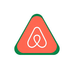 Airbnb logo in a rounded triangle with green border symbol brand isolated on a white transparent background png file download.
