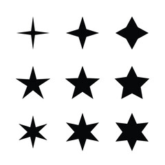 Set of Black Stars Icon for Decoration or Website Design