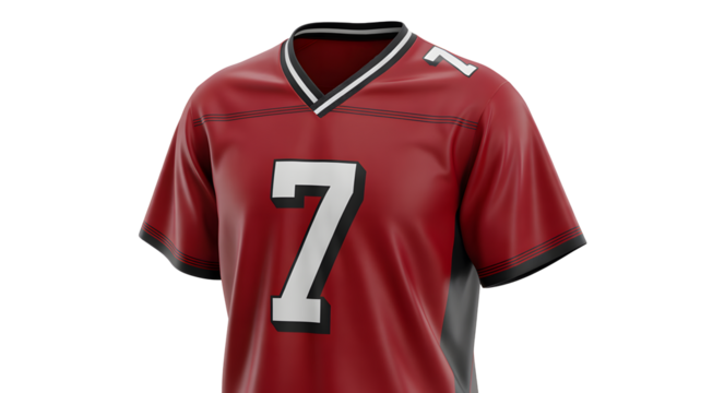 Stylish maroon football jersey number seven for sports apparel and branding designs