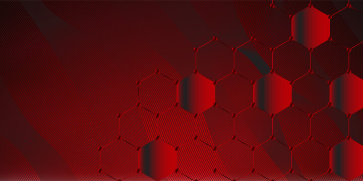 Abstract high resolution free radical molecular illustration of red faded hexagonal/geometric layered design background with copy space, perfect for Medical, Healthcare and Science and more.eps 10