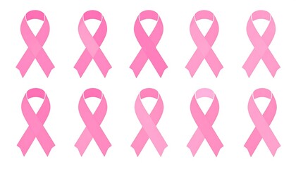 Pink ribbons arranged in a grid