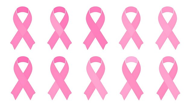 Pink ribbons arranged in a grid