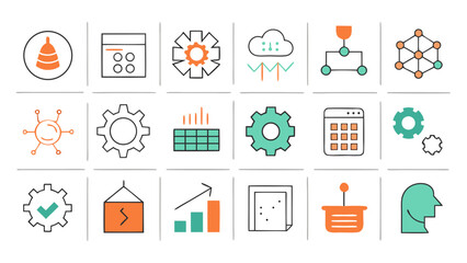 Collection of technology and business icons