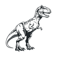 Fototapeta premium A detailed drawing of a T-Rex walking with its mouth open.