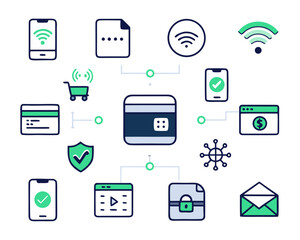 Digital payment and transaction system icons