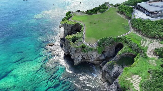 Aerial View of Japanese Coastal Cliff