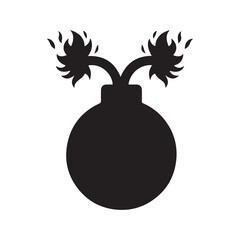 Bomb silhouette vector flat illustration on white background.