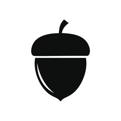 Black acorn icon with smooth cap symbol seed