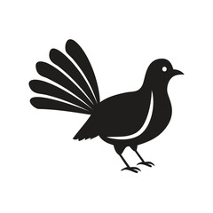 Black Silhouette Icon Of A Bird With Fanned Tail fowl
