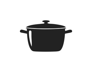 Black silhouette of a cooking pot with lid kitchen