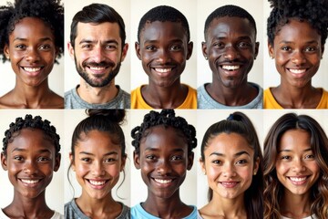 Digital Collage Set of Diverse People Transformed into Unique Avatars