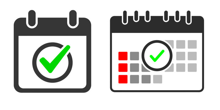 Two Simple Calendars with Green Checkmarks Highlighting Important Dates