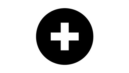 Simple black circle with a white plus sign