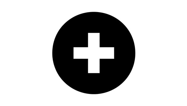 Simple black circle with a white plus sign