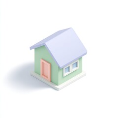 Pastel-colored 3D isometric house model