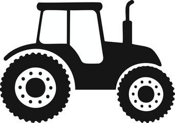 Black silhouette of a tractor with large wheels farm