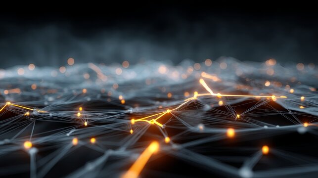 Abstract Network Connections with Glowing Lines and Nodes