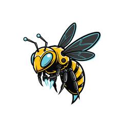 Cartoon Bee Mascot with Detailed Wings and Stinger