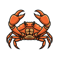 Illustration of a Cartoon Crab with Raised Claws