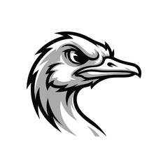 Fierce Ostrich Head Emblem A Majestic Bird's Profile With Intense Gaze