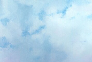 Abstract Watercolor Blue Sky and Clouds Background
