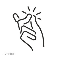 snap of a finger, easy icon, snapping fingers gesture, thin line web symbol on white background, editable stroke vector illustration eps 10