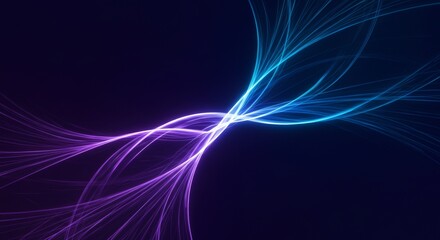 Obraz premium Abstract Waves Neon Blue Purple Light Streaks on Dark Background.