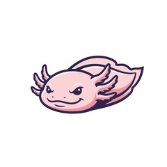 Smiling Axolotl Cartoon Illustration with Pink and Purple