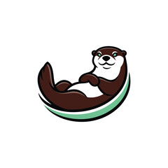 Cute cartoon otter logo design, playful animal illustration for branding