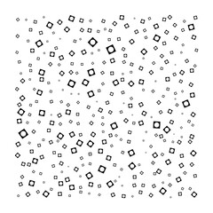 Grunge texture of geometric shapes, circle in square of different sizes chaotically
