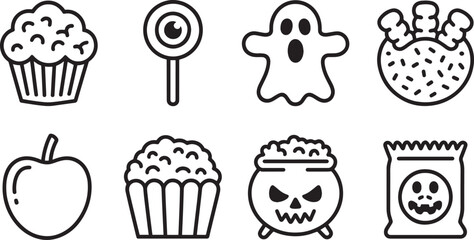 Delicious Halloween Treats Vector Illustration Set for Festive Designs and Decorations