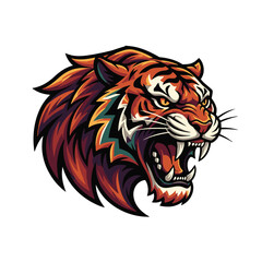 Roaring Tiger Head Fierce Vector Illustration