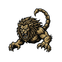 Majestic Lion-Scorpion Hybrid A Powerful Creature Illustration