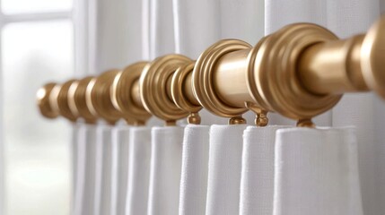 Beautiful contrast of gold and white in curtain decor. 