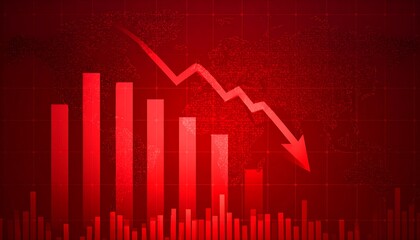 Red graph with descending trend on a red background