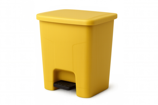 Yellow plastic pedal bin isolated on transparent background, ideal for easy integration into various design projects