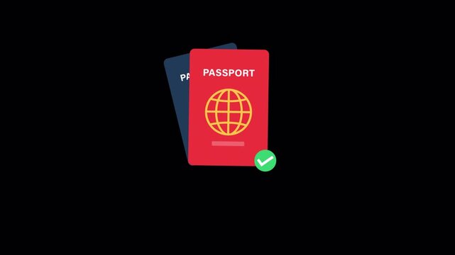 Animated Passport with Approved Icon. Approved Passport  Concept Video - Transparent