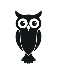 Black Silhouette of an Owl with Large Eyes bird icon