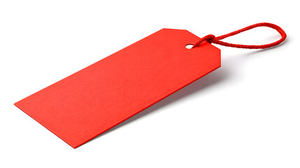 A vibrant red blank tag with a sturdy string, perfect for labeling or gifting.