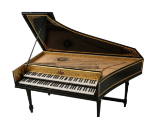 Antique Harpsichord Musical Instrument Isolated PNG Transparent