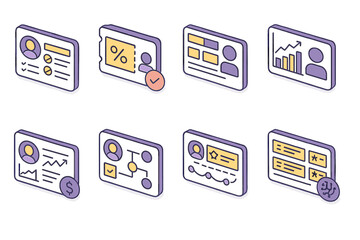 Fototapeta premium Business and finance 3d icon set. charts, analytics, money, stats icons collection