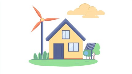 Fototapeta premium Eco-friendly house with renewable energy sources (1)