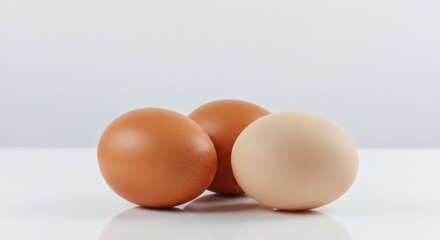 Fototapeta premium Trio of Eggs Brown with Brown, and and Beige.