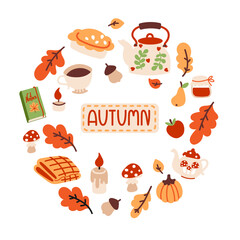 Autumn card with seasonal elements