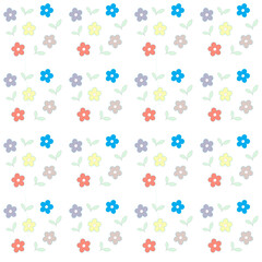 Floral Seamless Pattern with Pastel Color Flowers