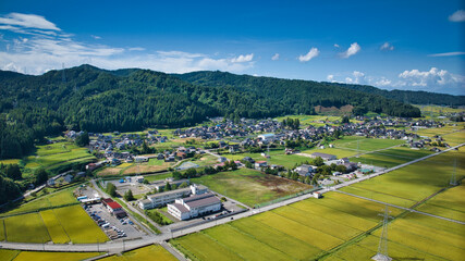 9月になった富山県の黒部川流域周辺の風景