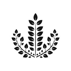 Fototapeta premium Black Stylized Laurel Branches Forming a Crest on White Keywords: laurel, branches, stylized